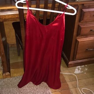 Red slip dress